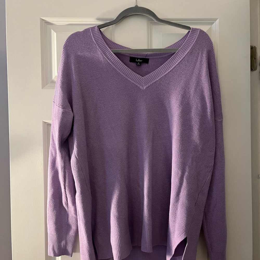 Lulu's Purple V-Neck Sweater Soft Knit